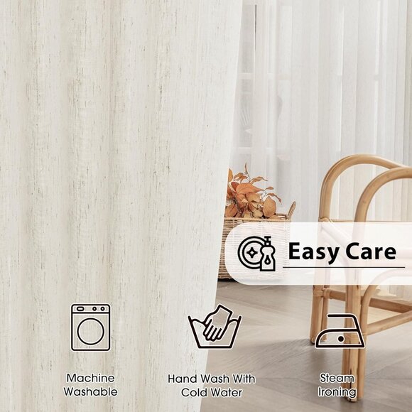 2 Grommet Linen Blend Curtain Panels - Picture 3 of 5